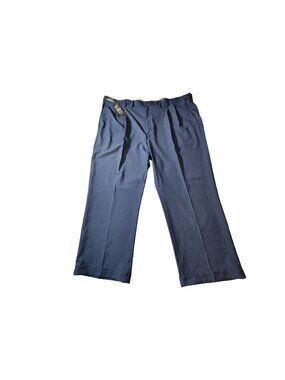 Haggar Mens Classic Fit Premium Comfort 50W-29L Blue Dress Pants Stretch Pleated